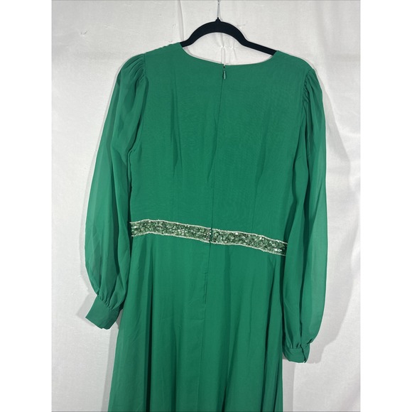NWT $1095 Sachin & Babi [‎ 8 ] Ramsey Long Sleeve V Neck Bow Gown Green S1818 - Picture 12 of 16